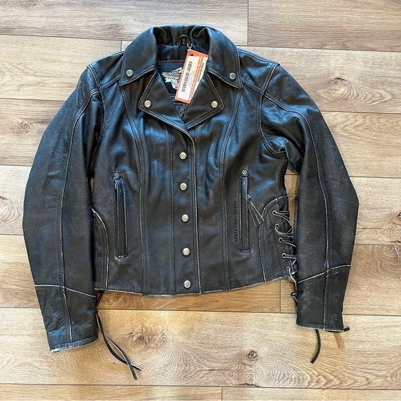 NWT Harley Davidson Small Black Leather Jacket Resilience 97035-05VW/000S $320